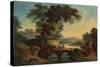 Landscape with Castle and Bridge-John Oldfield-Stretched Canvas