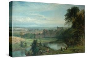 Landscape with Castle and River and Chepstow Castle, 1862-Henry Dawson-Stretched Canvas