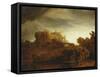 Landscape with Castle, Imaginary View, C.1640-42-Rembrandt van Rijn-Framed Stretched Canvas