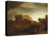 Landscape with Castle, Imaginary View, C.1640-42-Rembrandt van Rijn-Stretched Canvas