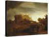 Landscape with Castle, Imaginary View, C.1640-42-Rembrandt van Rijn-Stretched Canvas
