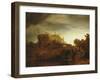 Landscape with Castle, Imaginary View, C.1640-42-Rembrandt van Rijn-Framed Giclee Print