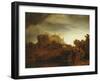 Landscape with Castle, Imaginary View, C.1640-42-Rembrandt van Rijn-Framed Giclee Print