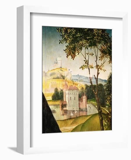 Landscape with Castle in a Moat and Two Swans, 1460-66-Rogier van der Weyden-Framed Giclee Print