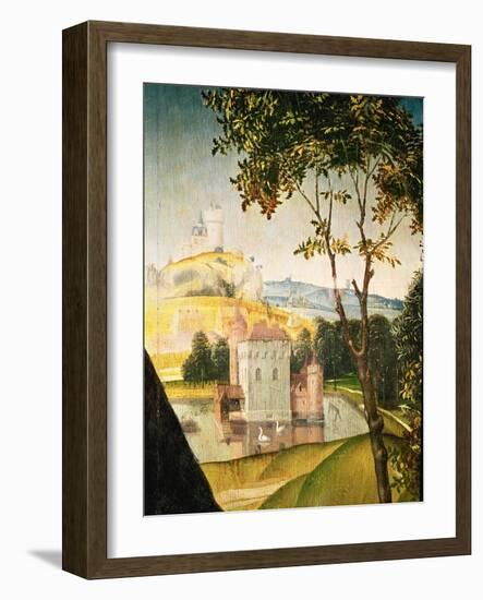 Landscape with Castle in a Moat and Two Swans, 1460-66-Rogier van der Weyden-Framed Giclee Print