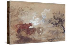 Landscape with Cattle and a Horse in Windy Weather, C.1785-Thomas Gainsborough-Stretched Canvas