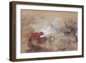 Landscape with Cattle and a Horse in Windy Weather, C.1785-Thomas Gainsborough-Framed Giclee Print