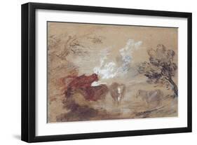 Landscape with Cattle and a Horse in Windy Weather, C.1785-Thomas Gainsborough-Framed Giclee Print