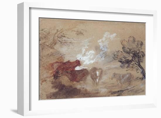 Landscape with Cattle and a Horse in Windy Weather, C.1785-Thomas Gainsborough-Framed Giclee Print