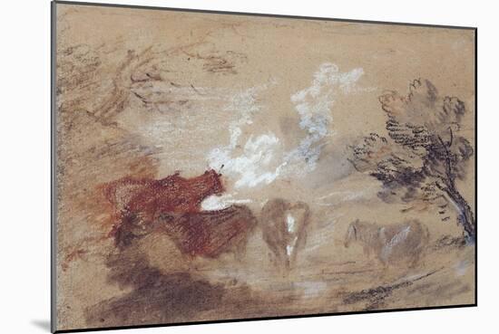 Landscape with Cattle and a Horse in Windy Weather, C.1785-Thomas Gainsborough-Mounted Giclee Print