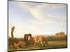 Landscape with Cattle and a Pollarded Tree, 1658 (Oil on Canvas Laid down on Panel)-Adriaen van de Velde-Mounted Giclee Print