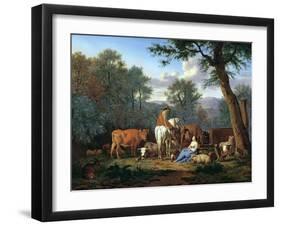 Landscape with Cattle and Figures, 1664-Adriaen van de Velde-Framed Giclee Print