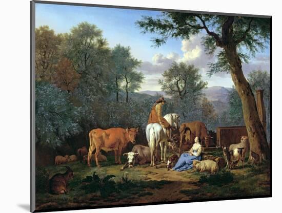 Landscape with Cattle and Figures, 1664-Adriaen van de Velde-Mounted Giclee Print
