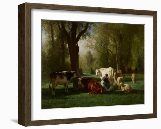 Landscape with Cattle and Sheep, 1852-8-Constant-emile Troyon-Framed Giclee Print