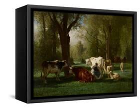 Landscape with Cattle and Sheep, 1852-8-Constant-emile Troyon-Framed Stretched Canvas