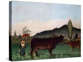 Landscape with Cattle, C. 1900-Henri Rousseau-Stretched Canvas