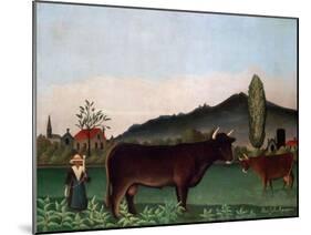 Landscape with Cattle, C. 1900-Henri Rousseau-Mounted Giclee Print