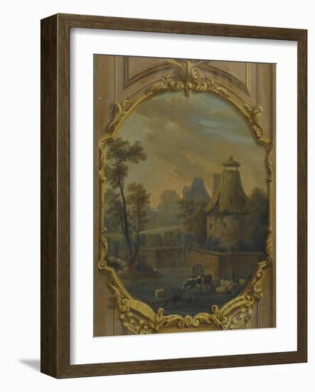 Landscape with Cattle Crossing a Stream and Shepherd-null-Framed Giclee Print