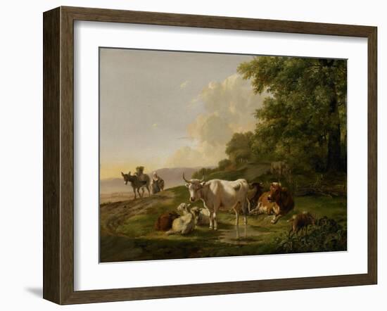 Landscape with Cattle-Pieter Gerardus van Os-Framed Art Print