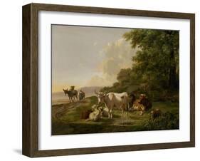 Landscape with Cattle-Pieter Gerardus van Os-Framed Art Print