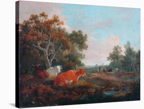 Landscape with Cattle-William Collins-Stretched Canvas