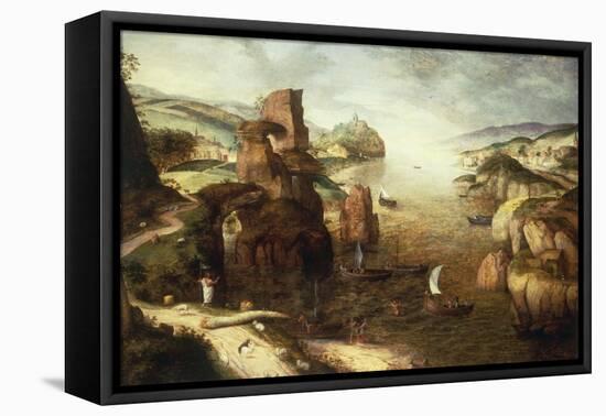 Landscape with Christ appearing to his Disciples at the Sea of Galilee, 1553-Pieter Breugel the Elder-Framed Stretched Canvas