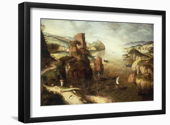 Landscape with Christ appearing to his Disciples at the Sea of Galilee, 1553-Pieter Breugel the Elder-Framed Giclee Print