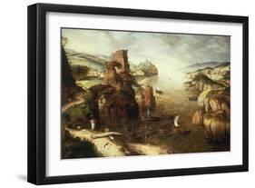 Landscape with Christ appearing to his Disciples at the Sea of Galilee, 1553-Pieter Breugel the Elder-Framed Giclee Print