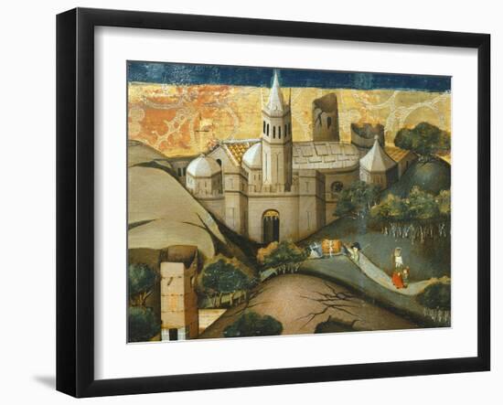 Landscape with Church, the Flight into Egypt, Verdu Retable, 1430-61, Llieda School, Detail-Jaime Ferrer-Framed Giclee Print