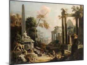 Landscape with Classical Ruins and Figures, c.1725-30-Marco & Sebastiano Ricci-Mounted Giclee Print