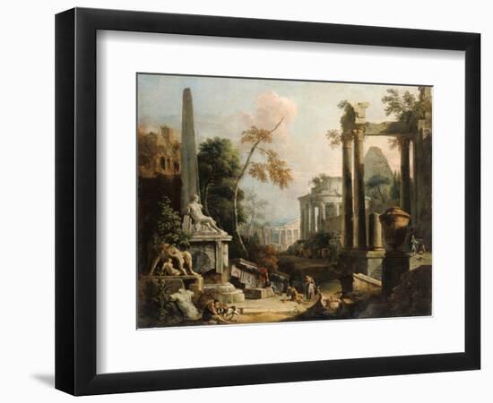 Landscape with Classical Ruins and Figures, c.1725-30-Marco & Sebastiano Ricci-Framed Premium Giclee Print