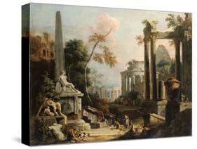 Landscape with Classical Ruins and Figures, c.1725-30-Marco & Sebastiano Ricci-Stretched Canvas