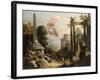 Landscape with Classical Ruins and Figures, c.1725-30-Marco & Sebastiano Ricci-Framed Giclee Print