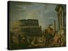 Landscape With Colosseum-Giovanni Paolo Pannini-Stretched Canvas