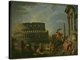 Landscape With Colosseum-Giovanni Paolo Pannini-Stretched Canvas