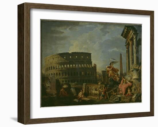 Landscape With Colosseum-Giovanni Paolo Pannini-Framed Giclee Print