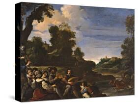 Landscape with Concert (Rustic Concert)-il Guercino-Stretched Canvas