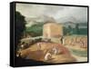 Landscape with Corn Threshers-Niccolo dell' Abate-Framed Stretched Canvas