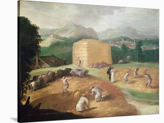 Landscape with Corn Threshers-Niccolo dell' Abate-Stretched Canvas
