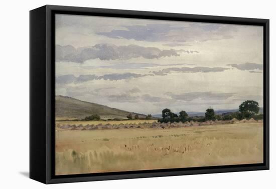 Landscape with Cornfield (W/C on Paper)-John Absolon-Framed Stretched Canvas
