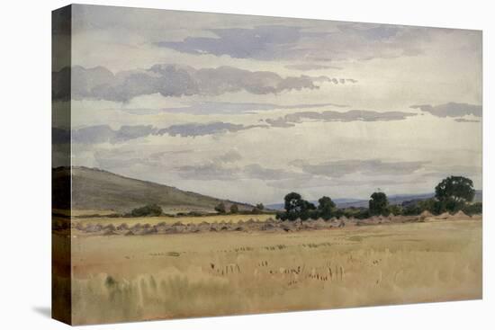 Landscape with Cornfield (W/C on Paper)-John Absolon-Stretched Canvas