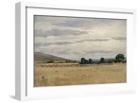 Landscape with Cornfield (W/C on Paper)-John Absolon-Framed Giclee Print