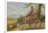 Landscape with Cottage, Girl and Cow (Bodycolour and Pencil on Paper, Pasted on Card)-Myles Birket Foster-Framed Giclee Print