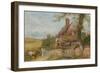 Landscape with Cottage, Girl and Cow (Bodycolour and Pencil on Paper, Pasted on Card)-Myles Birket Foster-Framed Premium Giclee Print