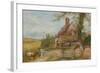 Landscape with Cottage, Girl and Cow (Bodycolour and Pencil on Paper, Pasted on Card)-Myles Birket Foster-Framed Giclee Print