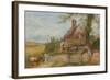 Landscape with Cottage, Girl and Cow (Bodycolour and Pencil on Paper, Pasted on Card)-Myles Birket Foster-Framed Giclee Print