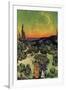 Landscape with Couple Walking and Crescent Moon-Vincent van Gogh-Framed Premium Giclee Print