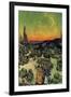 Landscape with Couple Walking and Crescent Moon-Vincent van Gogh-Framed Premium Giclee Print