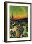 Landscape with Couple Walking and Crescent Moon-Vincent van Gogh-Framed Art Print