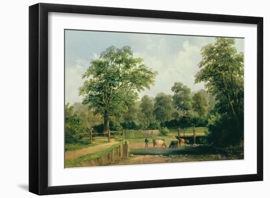 Landscape with Cows, 19Th Century (Oil on Canvas)-Alfred Vickers-Framed Giclee Print